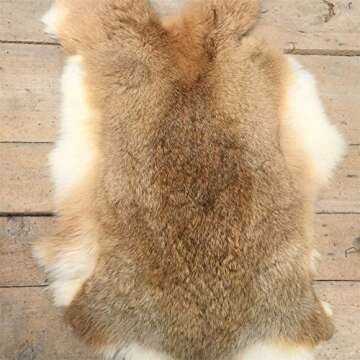 Tanned Natural Real Fur Rabbit Skin Pelt Hide Decorative Craft Grade Rabbit Pelts Sewing Quality Leather Rug Blanket（10'' by 12'' Yellow Cattle）