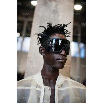 TYA Oversized Wrap Around Sunglasses for Women Men, Futuristic Rave Curved Lens Shades, Fashion Tren...