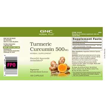GNC Herbal Plus - Turmeric Curcumin 500mg 100 capsules
