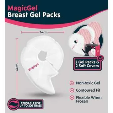 Magic Gel Luxury Breast Therapy Pack | Nipple Pads Breast Feeding Essentials for New Moms | Includes 2X Breast Ice Packs (Hot or Cold) for Breastfeeding or Breast Augmentation Post Surgery Pain Relief