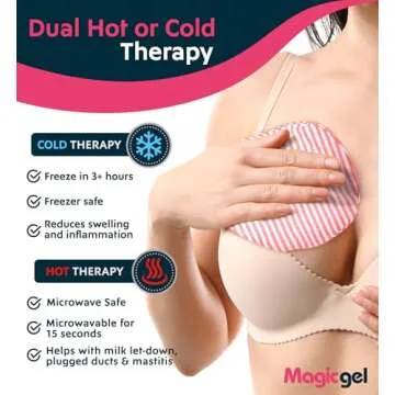 Magic Gel Luxury Breast Therapy Pack | Nipple Pads Breast Feeding Essentials for New Moms | Includes 2X Breast Ice Packs (Hot or Cold) for Breastfeeding or Breast Augmentation Post Surgery Pain Relief