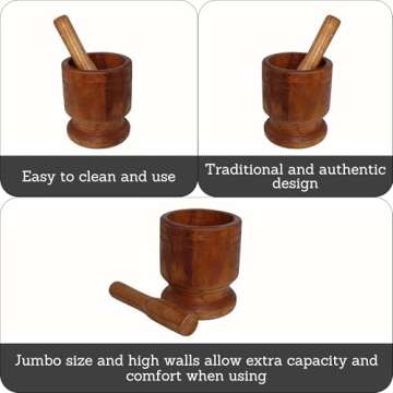 IMUSA Wood Mortar & Pestle, Jumbo