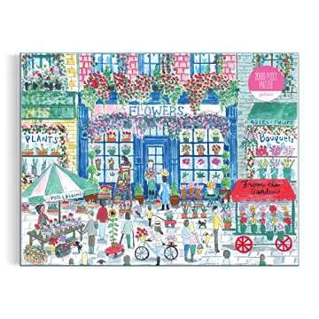 Galison Michael Storrings Market in Bloom – 2000 Piece Puzzle Fun and Challenging Activity with Bright and Bold Artwork of Sunny City Market and Flowers for Adults and Families