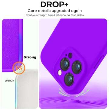Vooii Compatible with iPhone 15 Pro Case, Upgrade Liquid Silicone, [Enhanced Camera Protection] [Soft Anti-Scratch Microfiber Lining] Shockproof Phone Case iPhone 15 Pro 6.1 inch - Neon Purple
