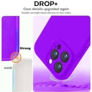 Vooii Compatible with iPhone 15 Pro Case, Upgrade Liquid Silicone, [Enhanced Camera Protection] [Soft Anti-Scratch Microfiber Lining] Shockproof Phone Case iPhone 15 Pro 6.1 inch - Neon Purple