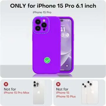 Vooii Compatible with iPhone 15 Pro Case, Upgrade Liquid Silicone, [Enhanced Camera Protection] [Soft Anti-Scratch Microfiber Lining] Shockproof Phone Case iPhone 15 Pro 6.1 inch - Neon Purple
