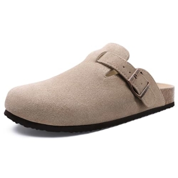 Comfortable ODOLY Women's Suede Clogs with Arch Support