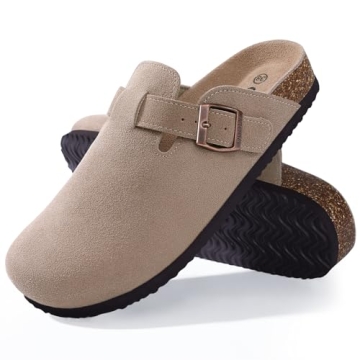 Comfortable ODOLY Women's Suede Clogs with Arch Support