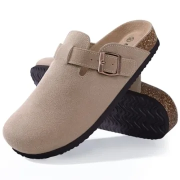 Comfortable ODOLY Women's Suede Clogs with Arch Support
