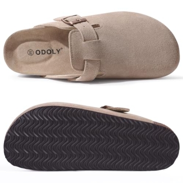 Comfortable ODOLY Women's Suede Clogs with Arch Support
