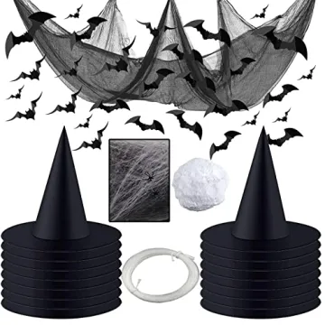 Halloween Witch Hats With Accessories – Complete Decor Kit