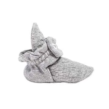 Burt's Bees Baby Unisex Baby, Boys Girls Quilted Booties, 100% Organic Cotton, Heather Grey 0-3 Mont...