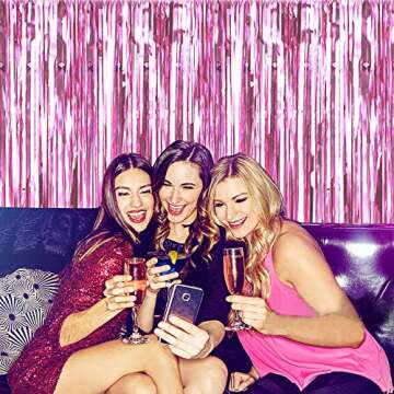 Light Pink Tinsel Foil Fringe Curtains for Parties