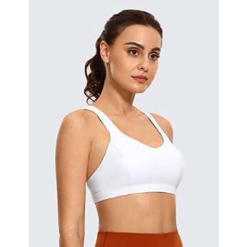 CRZ YOGA Strappy V Neck Sports Bras for Women - Criss Cross Back Wireless Padded Workout Yoga Bra Wh...