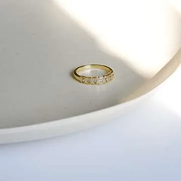 Elegant Emerald Cut Bezel Set CZ Halfway Eternity Band