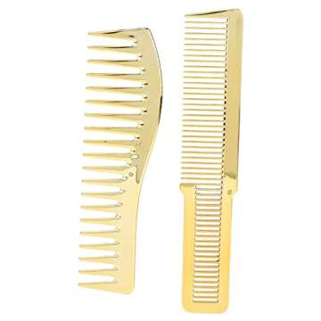 Comb Set, Fine and Wide Tooth Hair Cutting Comb for Hairdressing Salon,professional Shaping & Wet Pick Barber Brush Tools, Suitable for Professional Barber Shops(gold)