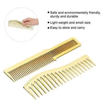 Comb Set, Fine and Wide Tooth Hair Cutting Comb for Hairdressing Salon,professional Shaping & Wet Pick Barber Brush Tools, Suitable for Professional Barber Shops(gold)