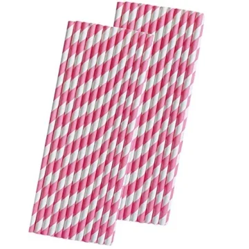 Stripe Paper Straws - Pink White - Perfect for Baby Showers and Birthdays - 50 Pack by Outside the B...