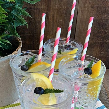 Stripe Paper Straws - Pink White - Perfect for Parties