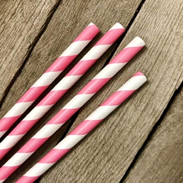 Stripe Paper Straws - Pink White - Perfect for Parties