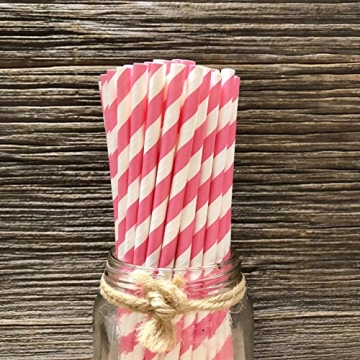 Stripe Paper Straws - Pink White - Perfect for Parties