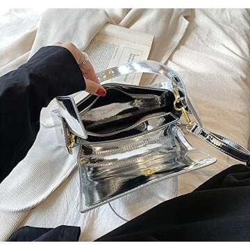 Evening Bag Women Y2k Silver Purse Hobo Bag Tote Handbag Satchel Bag Cute Party Bag Clutch Purses Crossbody Bags 2024