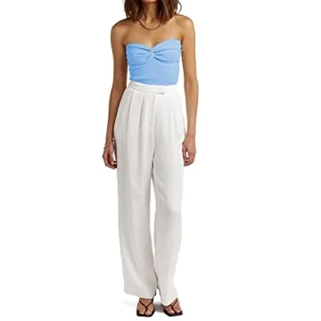 Womens Strapless Crop Top Sexy Sweetheart Neck Ribbed Knit