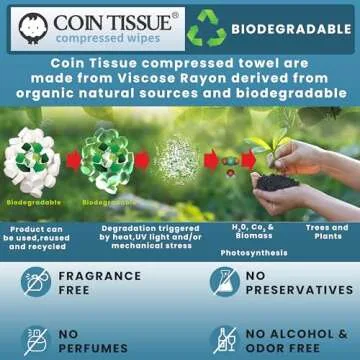 DUXEC Coin Tissues | Compressed Towels | Camping Wipes | Toilet Paper Tablets | 500 Bulk Pack | For Home, Beauty and Outdoors | Larger, Stronger, Softer & Odor Free | Includes FREE Carrying Case