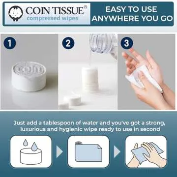 DUXEC Coin Tissues | Compressed Towels | Camping Wipes | Toilet Paper Tablets | 500 Bulk Pack | For Home, Beauty and Outdoors | Larger, Stronger, Softer & Odor Free | Includes FREE Carrying Case