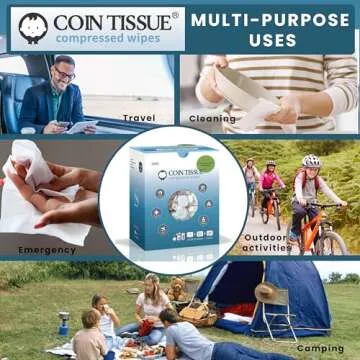 DUXEC Coin Tissues | Compressed Towels | Camping Wipes | Toilet Paper Tablets | 500 Bulk Pack | For Home, Beauty and Outdoors | Larger, Stronger, Softer & Odor Free | Includes FREE Carrying Case
