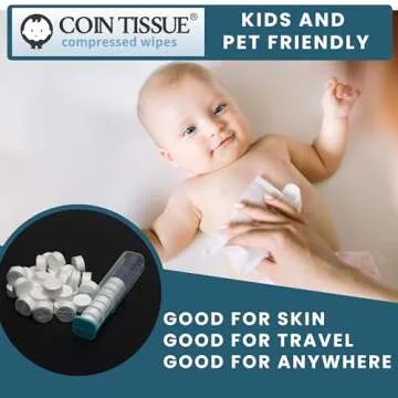 DUXEC Coin Tissues | Compressed Towels | Camping Wipes | Toilet Paper Tablets | 500 Bulk Pack | For Home, Beauty and Outdoors | Larger, Stronger, Softer & Odor Free | Includes FREE Carrying Case