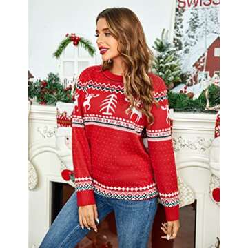 UNibelle Women's Ugly Christmas Sweater Christmas Tree Reindeer Pullover Jumper S-XXL