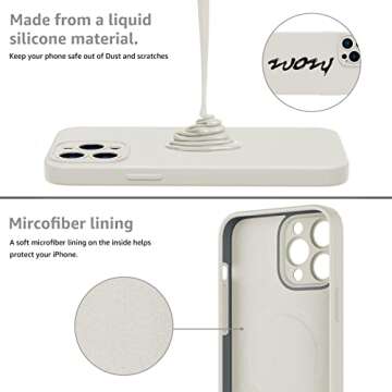 MCFANCE Silicone Magnetic for iPhone 13 Pro Max Case, Compatible with MagSafe, Full Camera Protection Soft Anti-Scratch Microfiber Lining for iPhone 13 Pro Max 6.7 inch 2021, Snowwhite