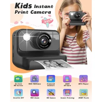 LETSHAHA Instant Print Camera - Fun 1080P for Kids Age 3-12