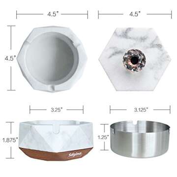 Ashtray with Lid, Decorative Ashtray for Cigarette Smokers with Removable Liner, Easy to Clean, Covered Ash Trays, Home Ashtrays for Smokers Indoor/Outdoor Use