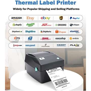 Shipping Label Printer for Shipping Packages, Desktop Thermal Label Printer for Small Business, Addr...