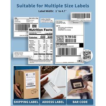 Shipping Label Printer for Shipping Packages, Desktop Thermal Label Printer for Small Business, Address Barcode Printer Compatible with UPS FedEx USPS Etsy Shopify Ebay DHL, Roll/Fanfold 4x6 Labels