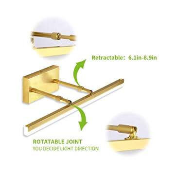 BDL Adjustable Dimming LED Bathroom Vanity Light Fixture Cabinet Wall Brushed Brass White Light 4000K Acrylic for Makeup Bathroom Lighting （Dimmable 24in 18W