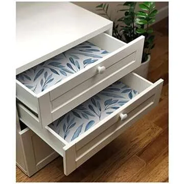 HAOKHOME Boho Peel and Stick Wallpaper Blue Leaves