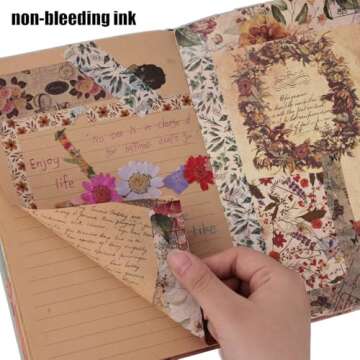 SallyFashion A5 Vintage Travel Journals for Women, European Kraft paper Diary Color Illustrations Notebook Travel Brochures Hardcover Writing Notepad Girl Gift