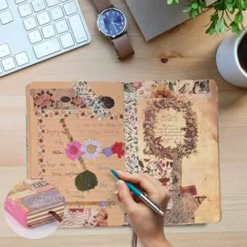 SallyFashion A5 Vintage Travel Journals for Women, European Kraft paper Diary Color Illustrations Notebook Travel Brochures Hardcover Writing Notepad Girl Gift