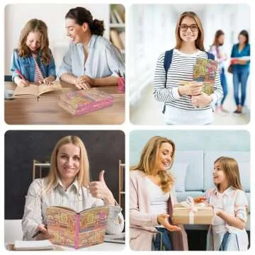 SallyFashion A5 Vintage Travel Journals for Women, European Kraft paper Diary Color Illustrations Notebook Travel Brochures Hardcover Writing Notepad Girl Gift