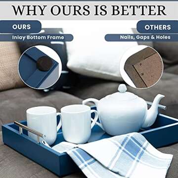 Deluxe Tray for Coffee Table – Blue Serving Tray with Handles, a Decorative Tray for Every Room ?...