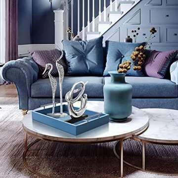 Deluxe Blue Serving Tray with Sturdy Handles for Every Room