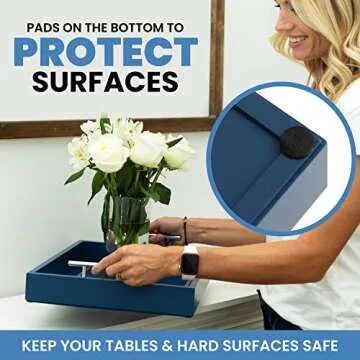 Deluxe Blue Serving Tray with Sturdy Handles for Every Room