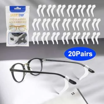 SMARTTOP Eyeglass Ear Grips -20 Pairs eye glasses ear grippers Anti-slip Holder, Silicone Ear Hook, glasses ear grip Sleeve Retainer for Sports Glasses, Sunglasses Reading Glasses