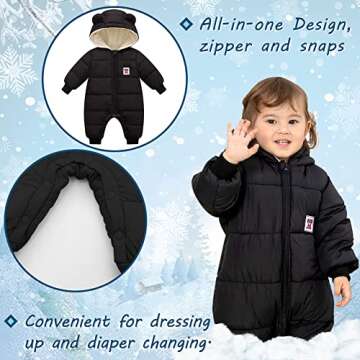 XIFAMNIY Baby Boys and Grils Winter Snowsuit Coat Outwear Hooded Footie Bear Snow suits 0-24M