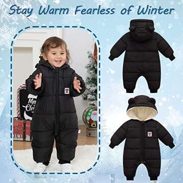 XIFAMNIY Baby Boys and Grils Winter Snowsuit Coat Outwear Hooded Footie Bear Snow suits 0-24M