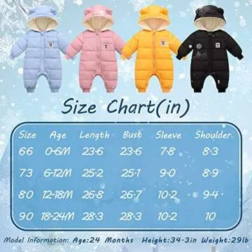 XIFAMNIY Baby Boys and Grils Winter Snowsuit Coat Outwear Hooded Footie Bear Snow suits 0-24M