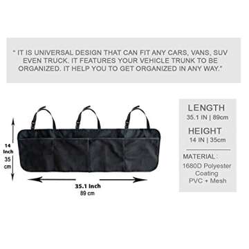 Prorighty Auto Trunk Organizer for Van, Car, SUV Backseat Storage Multipurpose Interior Back Seat La...